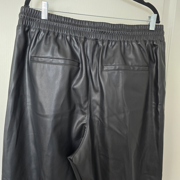 a new day Pants - a new day Black Faux Leather Joggers
